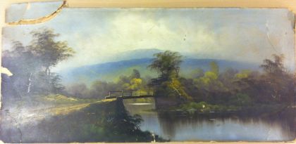 oil painting on broken board Oil painting on broken board before restoration